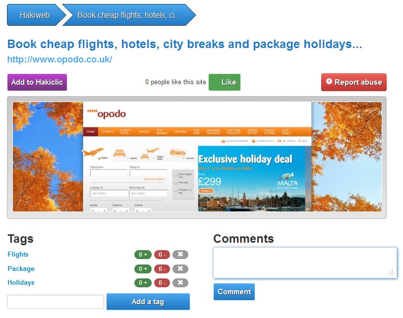 Hakiweb holiday search results